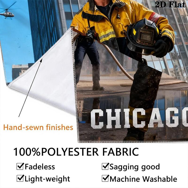 Chicago Fire Wall Tapestry Aesthetic Wall Hanging Printed Fabric Blanket Decorative Tapestries for Bedroom Living Room Home Decor
