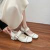 2025 spring new rivet Mary Jane shoes women's comfortable shallow mouth single shoes with French high heels women's outer wear