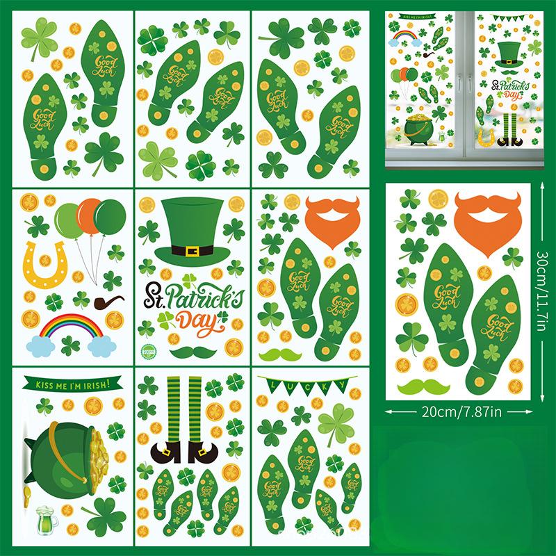 

Новая ул.. Патрик Ирландский Клевер Следы Напольная Наклейка Стеклянная Раздвижная Дверь Набор SP23011