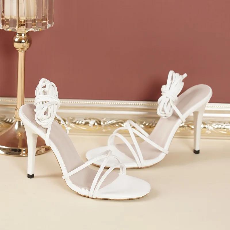Fashion 2025 Summer New Women's Super High Heel Sandals Round Toe Solid Color Open Toe Sexy Comfortable High Heels Women's Large Size