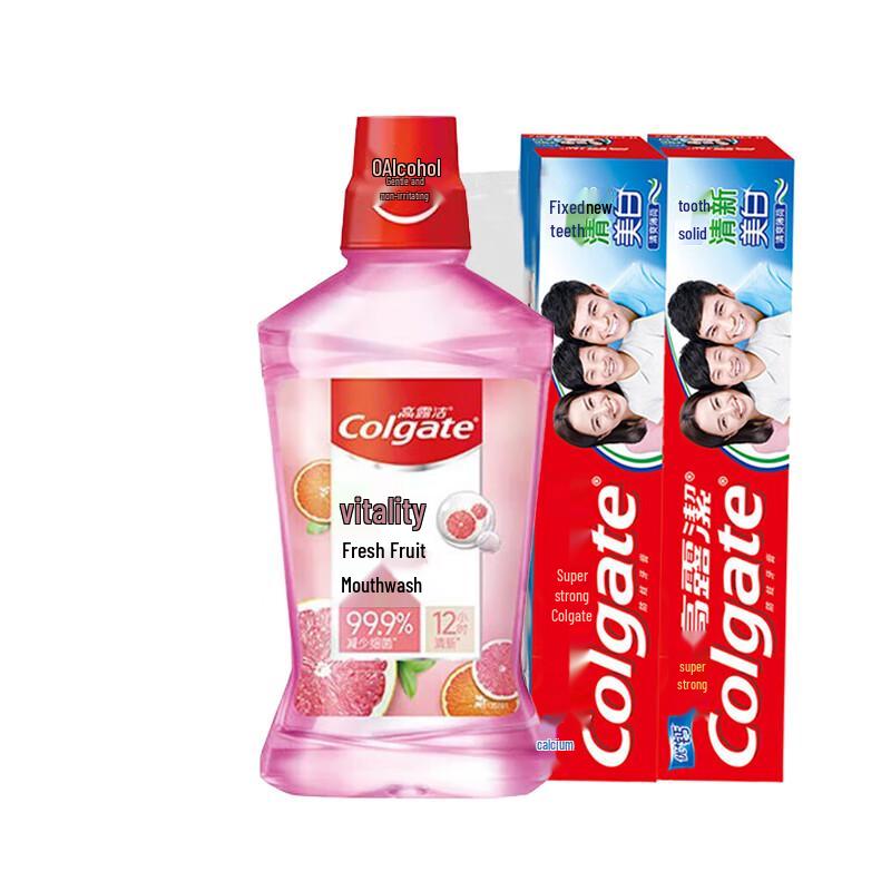 Colgate Vibrant Fruit Mouthwash & High Calcium Toothpaste Set
