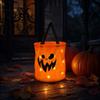 Creative Pumpkin Gift Pouch Glowing Candy Bag with LED Lights, Reusable Halloween Treat Night Visibility Bucket Tote for Kids, Trick or Handbag Party
