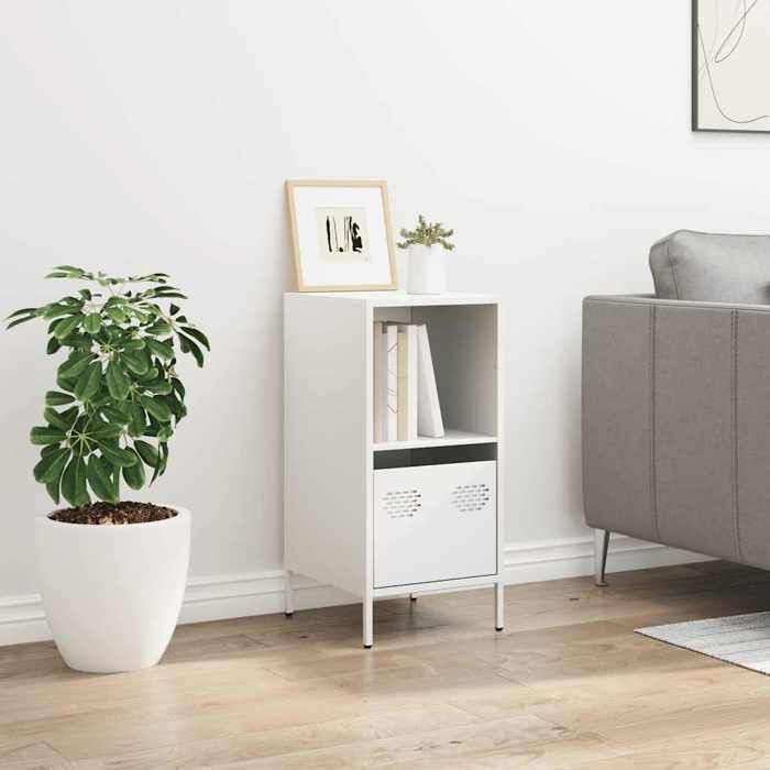 VidaXL Buffet blanc 35x39x73,5 cm acier laminé à froid, meuble de rangement, meuble de rangement de cuisine, meuble de 851357