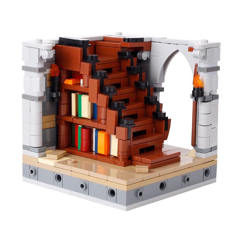 MOC Medieval Furniture Pharmacist Wine Barrel Bar Scrolls Cabinet Building Blocks Piano Bookshelf Paper Map Bedrooms Bricks Toys
