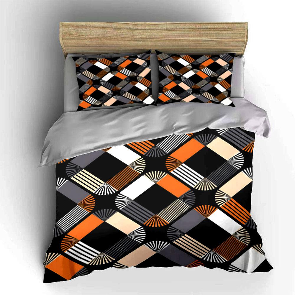 Geometric Art Deco Pattern Design Duvet Cover Set With 3D Printing Design Soft Polyester Bedding Set All-Season Comfort