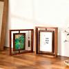 Double-Sided Rotating Transparent 7-Inch Wooden Photo Frame for Tabletop Display