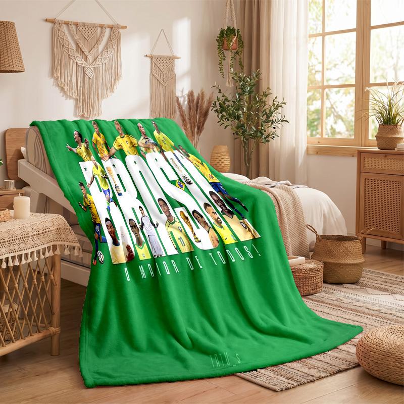 Brazil National Football Team Print Flannel Blanket Soft Warm Sofa Bed Throw Blanket For Home Office Bedroom