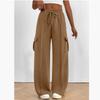 Damen Cargo Hose Mode Lässig Hohe Taille Taschen Hose Einfarbig Kordelzug Jogginghose Locker Gerade Hose Streetwear