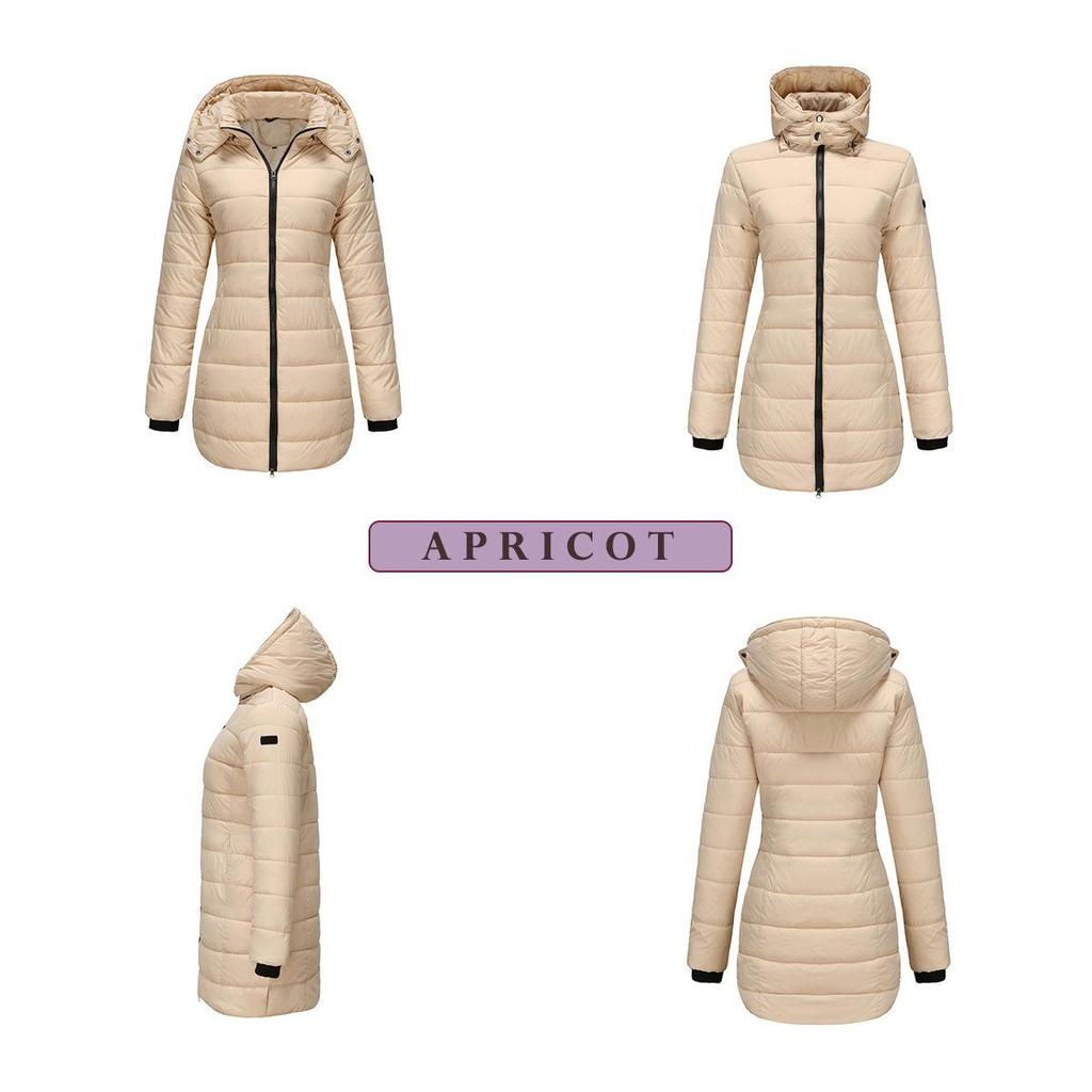 2023 Water-Repellent Cotton Parka with Detachable Hood and Long Sleeves - Warm Autumn/Winter Jacket for Women