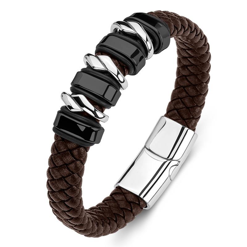 2026 European and American Men's Genuine Leather Trend High-end Bracelet, Woven Leather Bracelet