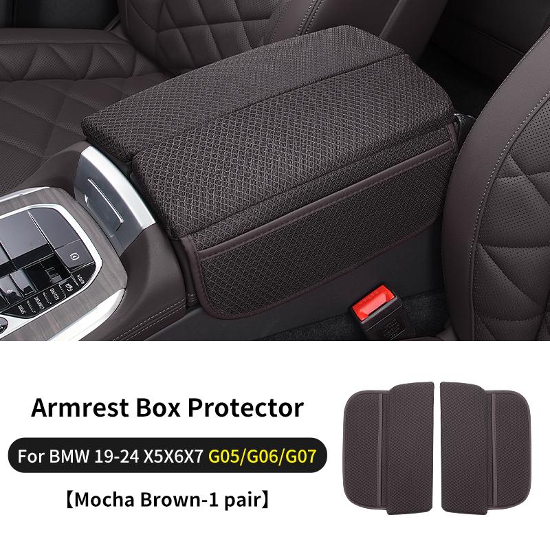 Ice Silk Car Armrest Box Cover Cushion For BMW X5 X6 X7 G05 G06 G07 -2024 Center Console Armrest Protector Pad Accessories