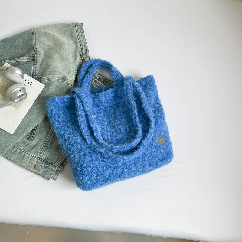 Neue Plüsch-Umhängetasche im Lazy-Wind-Stil, modische Handtasche, lässige Damen-Arbeits-Pendeltasche mit großem Fassungsvermögen