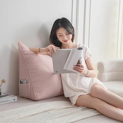 Triangular Teddy Velvet Bedside Cushion, Soft Bag, Tatami Anti-collision Bed, High-end Large Backrest, Removable and Washable
