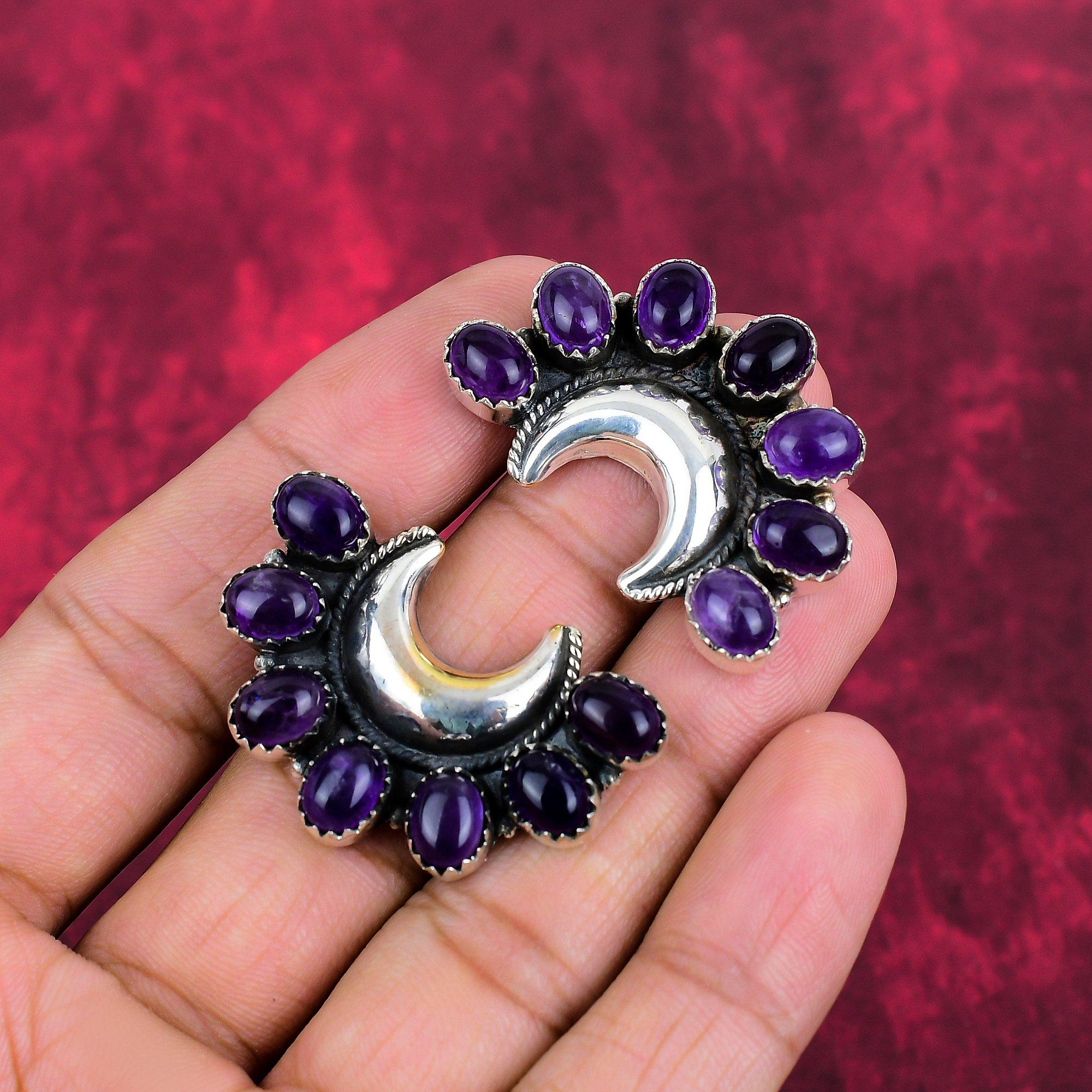 

Серьги с аметистом, ювелирные изделия из стерлингового серебра 925 пробы, серьги ручной работы, ювелирные изделия с аметистом для женщин 1.57 inches фиолетовый