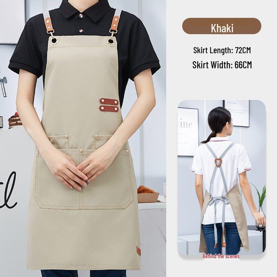 Canvas Apron with Logo Embroidery for Kitchen, Home, or Catering Shop.