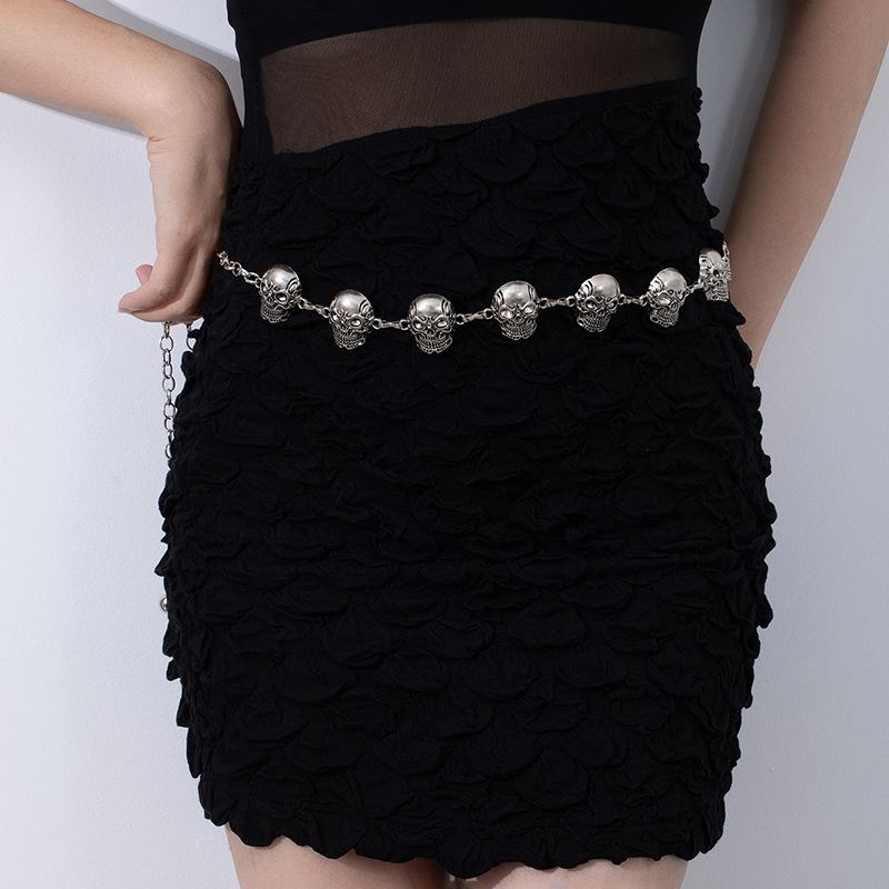 Metal Skull Waist Chain Adjustable Women'S Skirt Accessories Suit Belt Versatile Sweater Chain Diablo Waist Seal
