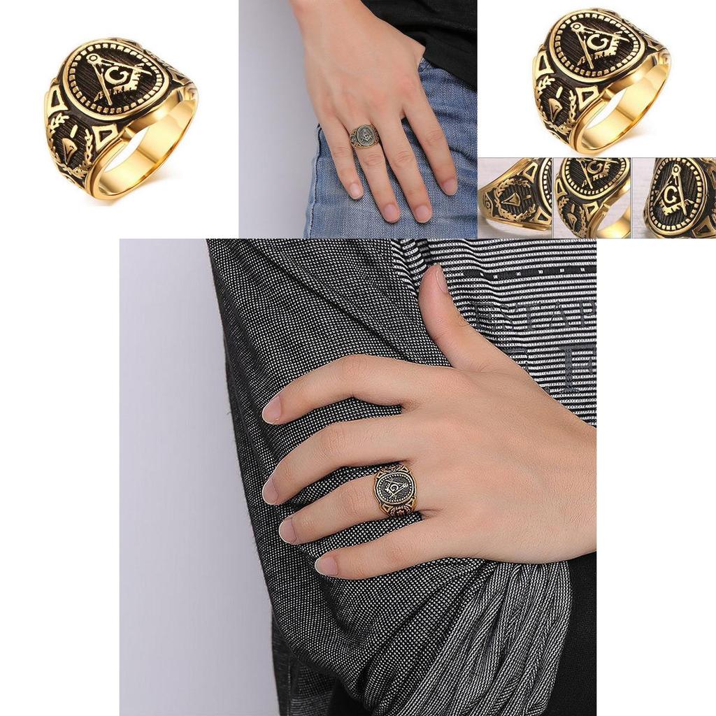 Anello da Uomo Color Oro con Lettera Moda Elegante Semplice Stile Trendy per Uso Quotidiano da Uomo