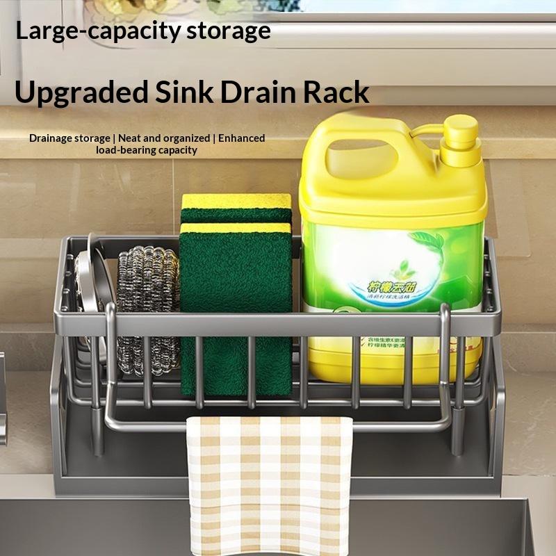 Kitchen Sink Storage Drying Rack Countertop Sponge Brush Holder Multifunctional Drain Organizer For Kitchen Counter Storage