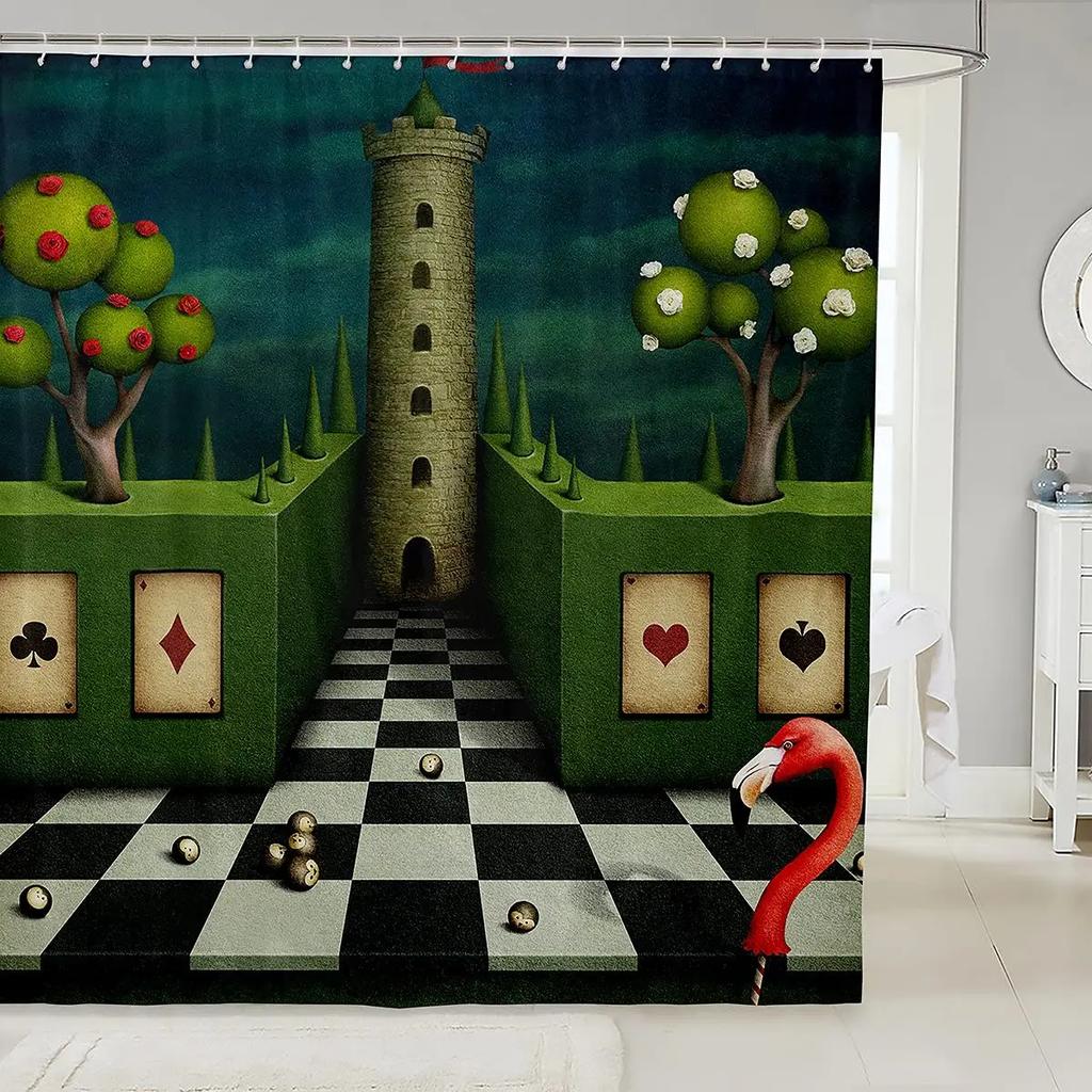 Pokerové vodotěsné sprchové závěsy Látka do koupelny Sprchový závěs Hrací karty Hotel Domov Kolej Vany Závěsy Dekorace