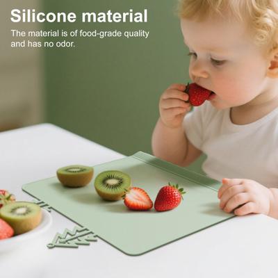 Silikon-Platzset für Kleinkinder Weiches Rutschfestes Baby-Platzset mit Beißring Tischkantenschutz Tischschutzmatte für Baby Essen Spielen