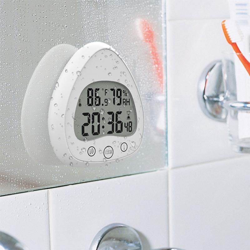 Bathroom Kitchen Wall Clock Waterproof Temperature Humidity Countdown Function X3UC