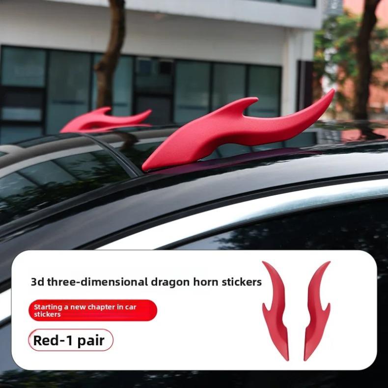 Car Roof Decoration Horns Sticker Auto 3D Dragon Horns Decoration Elasticity Silicone Horns Easy To Find Car in The Parking Lot