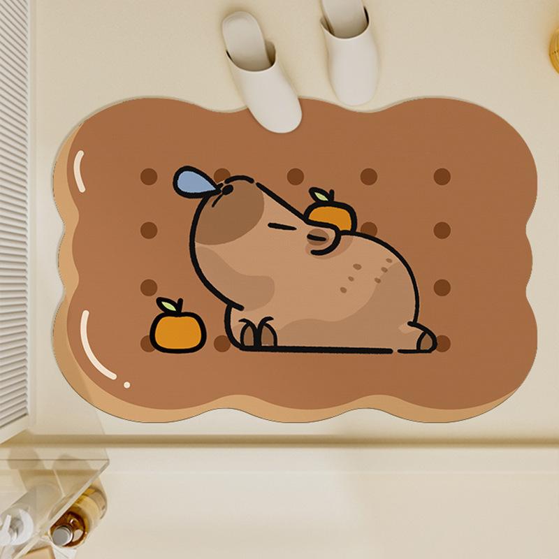 Diatom Mud Floor Mat Cartoon Bathroom Water Absorbing Household Wear-resistant and Anti Fouling Bathroom Door