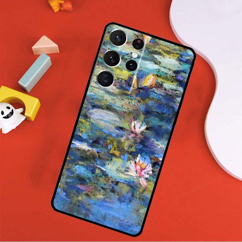 Claude Monet Garden Lotus Bridge Phone Case For Samsung Galaxy S25 Ultra S24 Ultra S9 S10 S20 S21 S22 S23 Plus S24 FE Cover