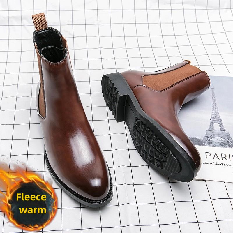 Men Classic Chelsea Boots Black Brown One Step Casual Comfortable Warm Ankle Boots European Outdoor Training Boots Sizes 37-46