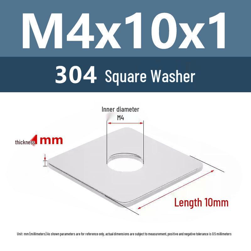 Yigu 304 Stainless Steel Thickened Square Flat Washer M3/M4/M5