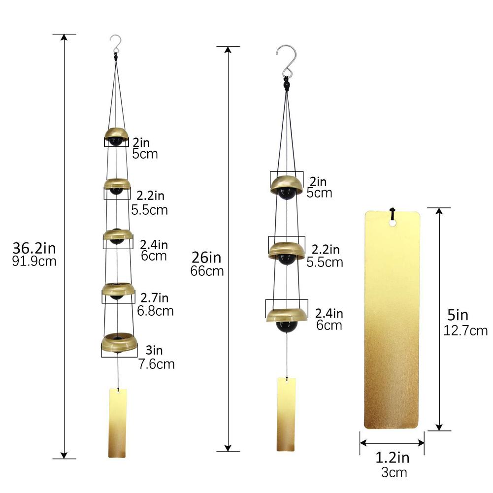 3 Bell 5 Bell Blessings Chimes Japanese Wind Chimes Traditional Zen-Garden Hanging Bell Meditation Decor Crisp Clear Melodic