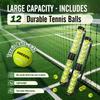 Hikeen Durable Tennis Ball Pickup Tube with 12 Balls and Shoulder Strap Quick Storage Tennis Accessory Collector