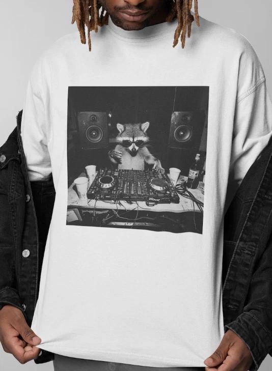 Animal DJ Shirt, Funny DJ Shirt,Raccoon Meme, Raccoon Graphic Tee XL