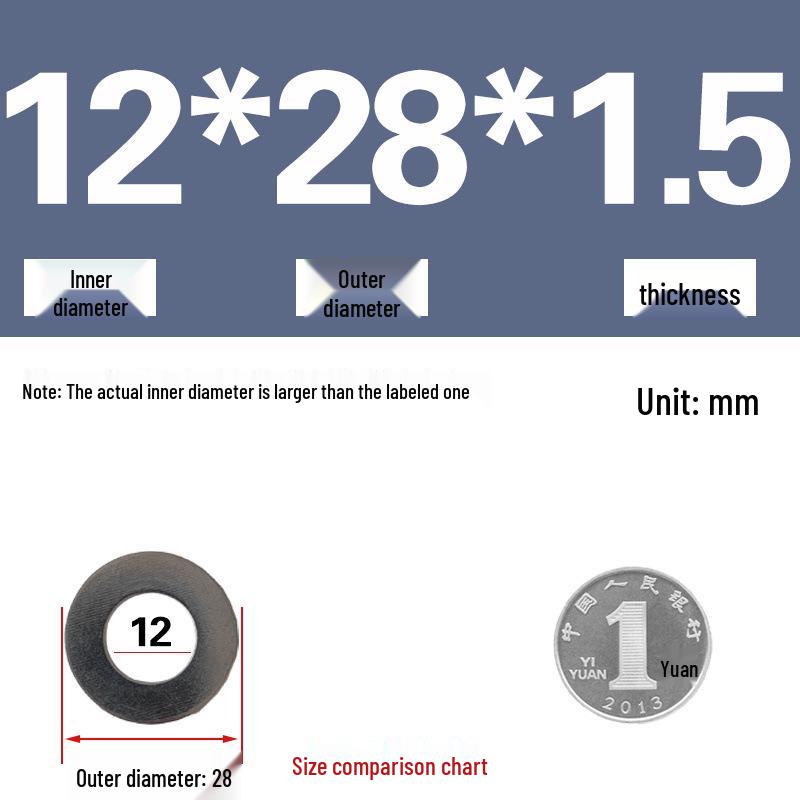 Galvanized Metal Flat Washer - Thin, Thickened, Enlarged Edge, Round, Sizes M3 to M10