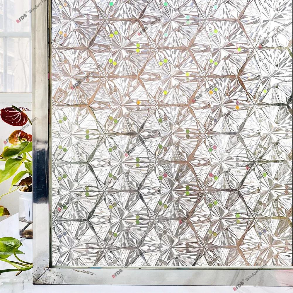 3D-Regenbogen-Fensterfolie, Sichtschutz, Buntglas, UV-Schutz, Fensteraufkleber für Zuhause, statisch haftender Kleber, Wärmeregulierende Glasfolie