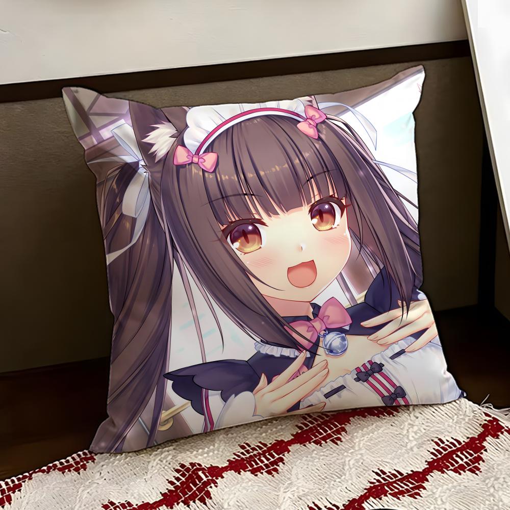 Anime NNekopara Cushion Cover Reversible Soft Durable Pillow Cover Home  Car MultiScene Use for Daily Comfort