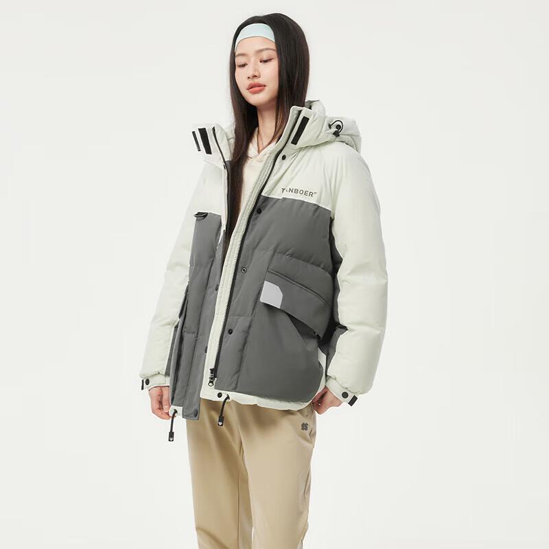 Tanboer Unisex Color-Block Hooded Down Jacket TB235560