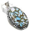Copper Larimar Gemstone 925 Steling Silver Jewelry Pendant 2.36" b0B96