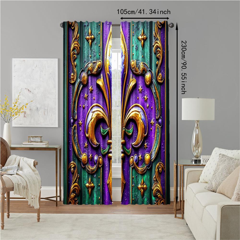Set Of 2 Versatile Polyester Transparent Curtains Home Decoration Mardi Gras Use Bedrooms Living Rooms Curtain Ideal For Area