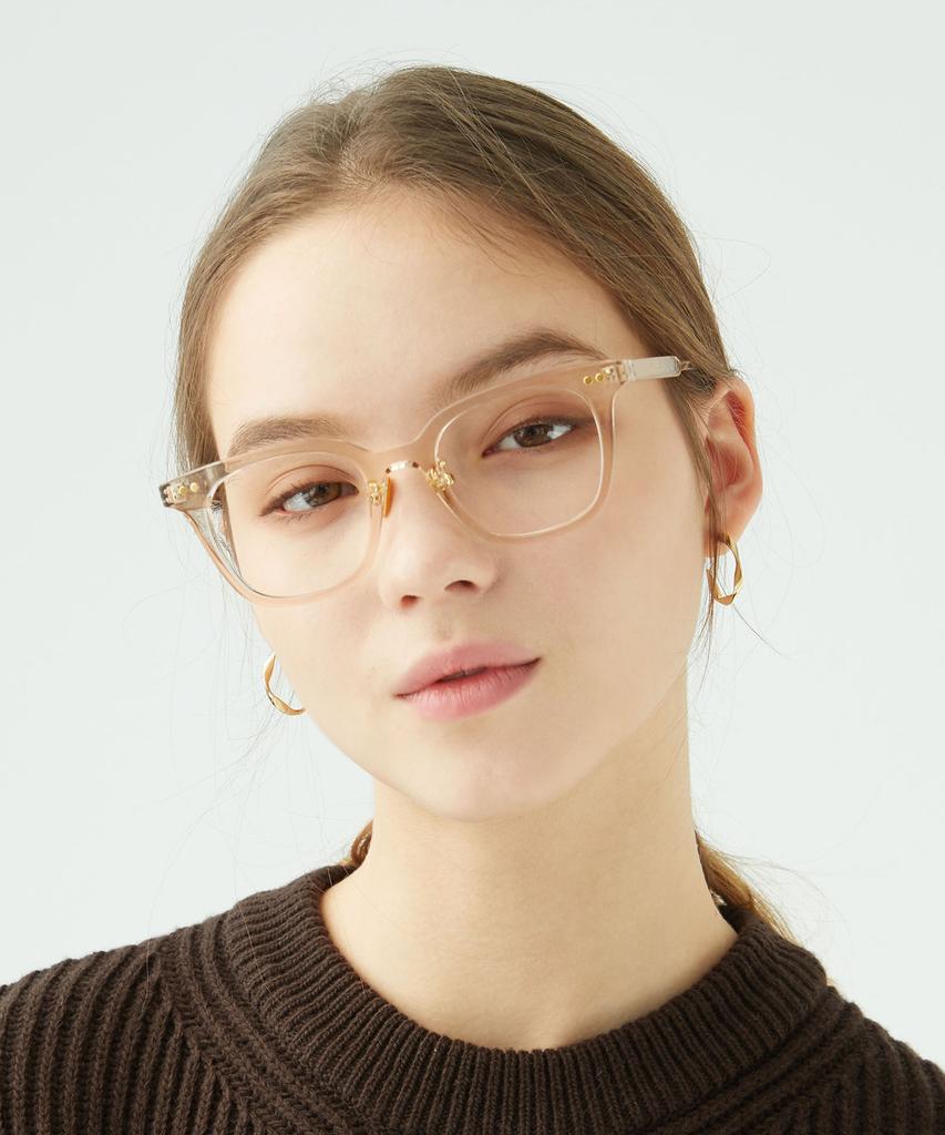 Oateu Nina Brown Crystal Transparent Horn-Rimmed Glasses