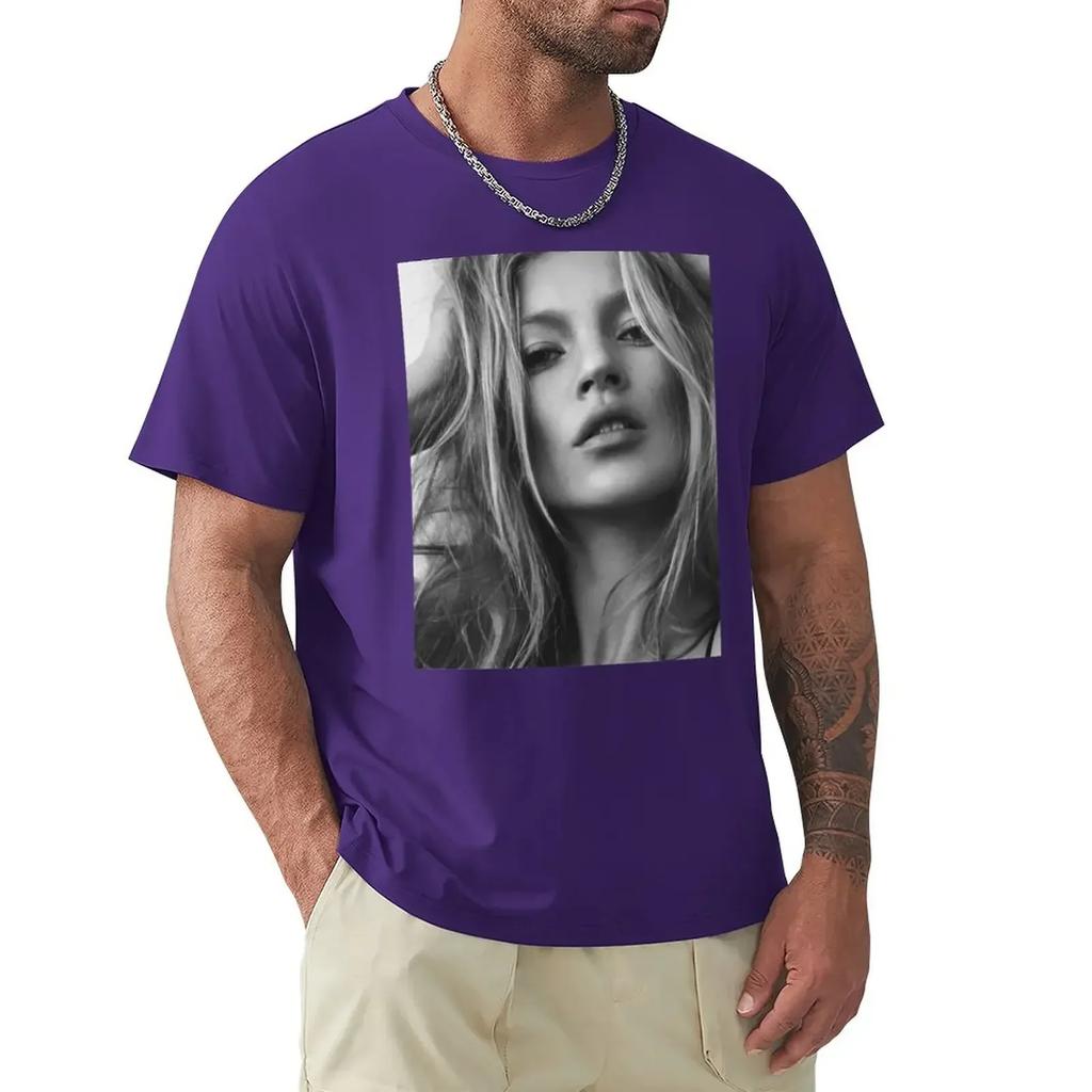 Kate Moss supermodel beauty portrait Long T-Shirt anime customs customizeds T-shirt summer top hippie clothes clothing