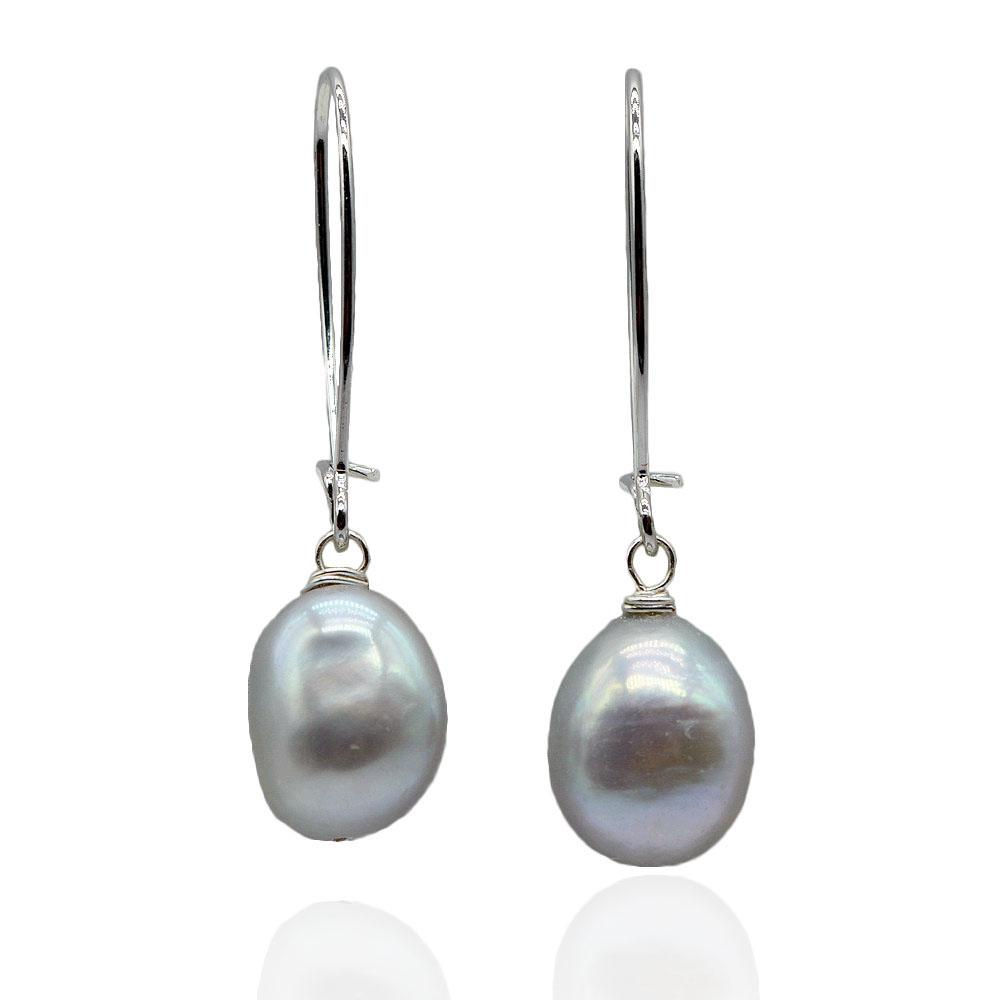 

Простые серьги с серым барочным жемчугом, серьги из стерлингового серебра 925 пробы, длинные женские серьги с жемчугом, подарок маме 40*10mm