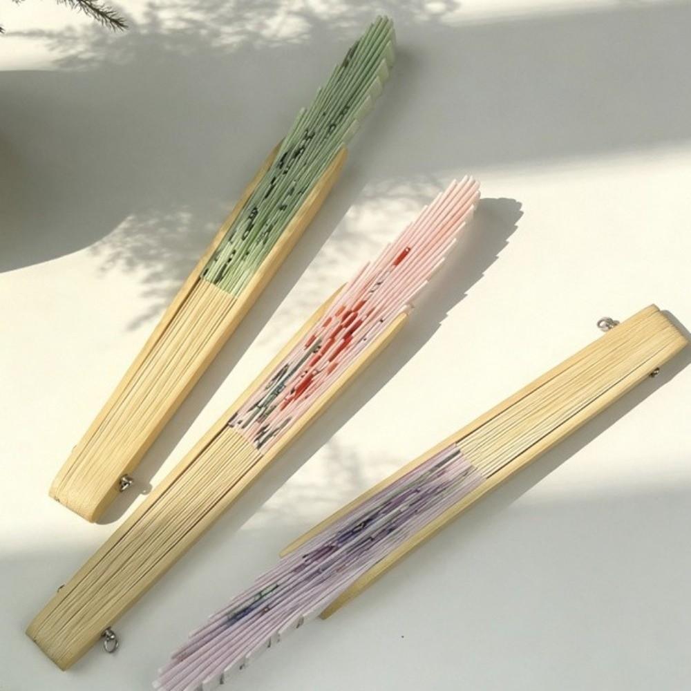 Creative Vintage Folding Fan with Tassel Portable Handheld Fan New Chinese Style Decorative Hand Cranked Fan Party