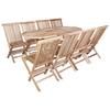 Garden Furniture Set 9 Pieces Natural Solid Teak Wood