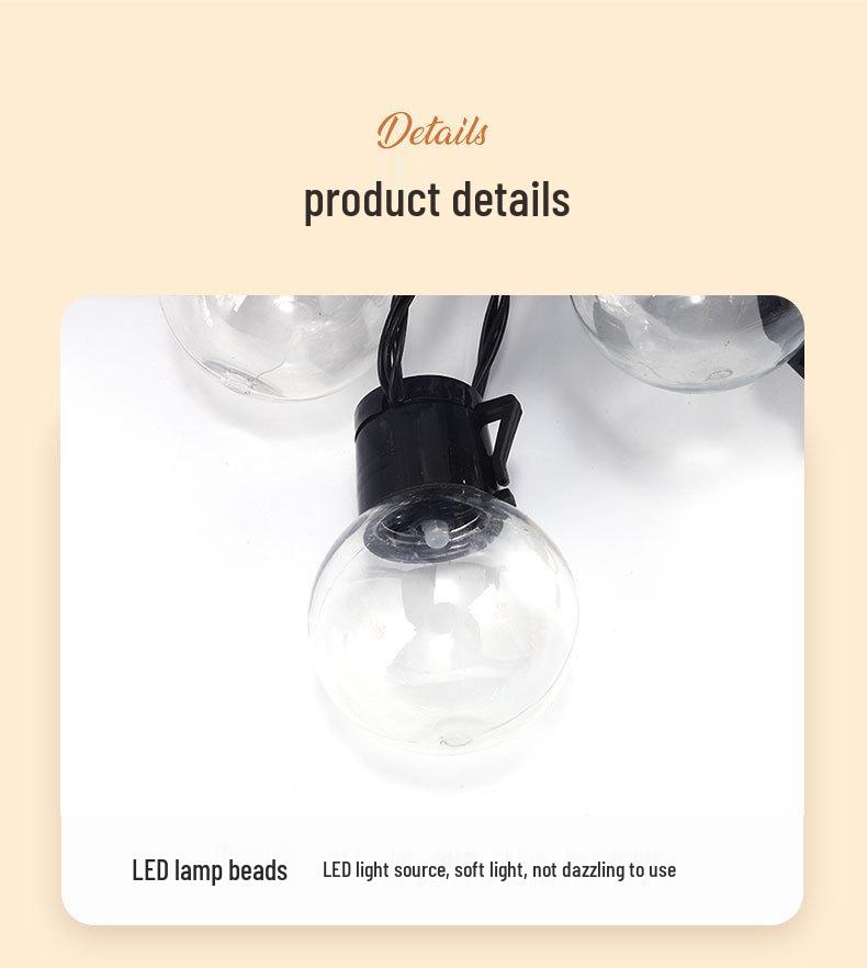 Outdoor Camping LED G50 Bulb String Lights - Big Round Decorative Battery-Powered Atmosphere Lighting