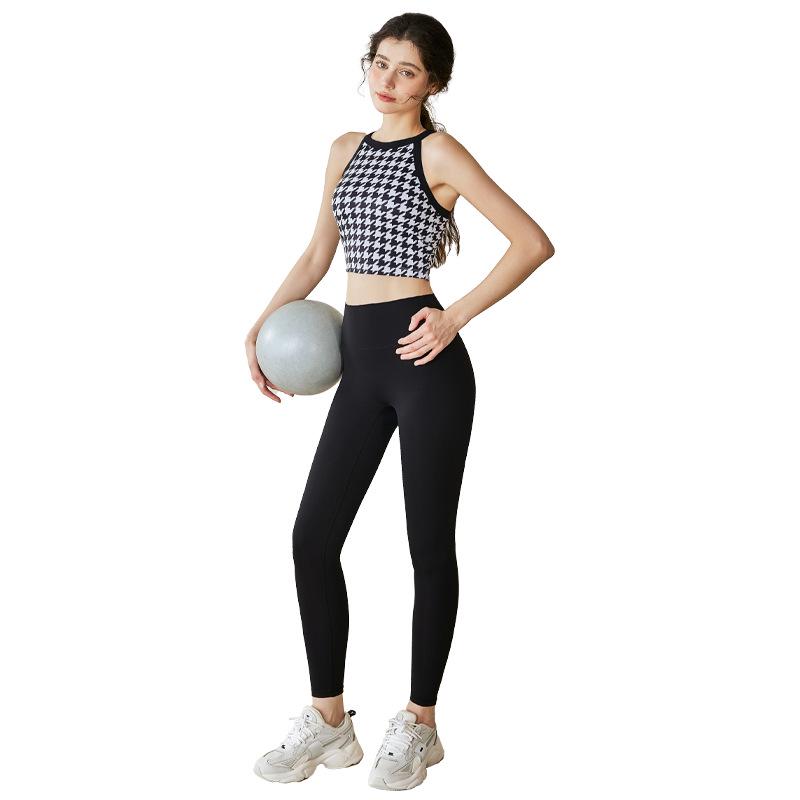 

Летний женский комплект для йоги: Слитный жилет с принтом и брюки с высокой талией, костюм-двойка L