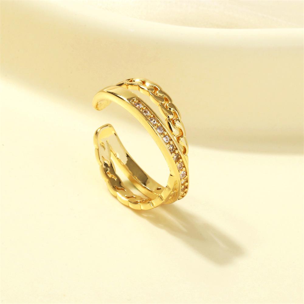 

Новое геометрическое перекрестное открытое кольцо: Элегантное женское кольцо с микро-паве из бриллиантов Adjustable золотой