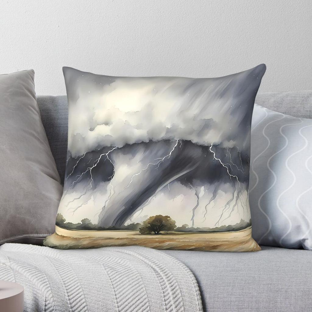 Tornado Over Field Square Pillowcase Polyester Linen Velvet Pattern Zip Decor Throw Pillow Case Sofa Seater Cushion Cover 18"