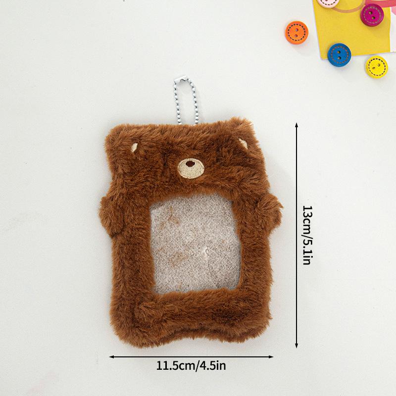 Christmas Photo Card Holder Plush Kawaii Kpop Idol Photo Display Pendant Student ID Card Protective Cover Keychain Xmas Gifts