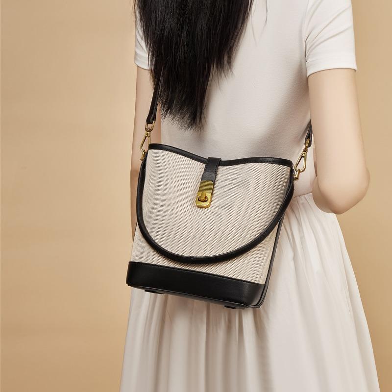 

Сумка женская легкая роскошная большая вместительная сумка-ведро женская сумка через плечо сумка через плечо чёрный/бежевый